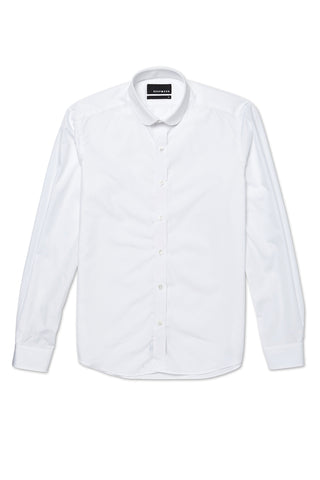WHITE ROUNDED COLLAR SHIRT