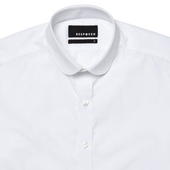 WHITE ROUNDED COLLAR SHIRT
