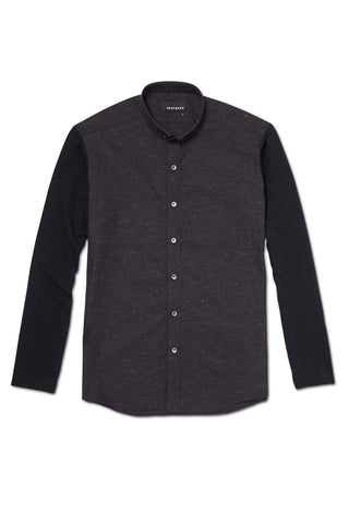 BLACK CONTRAST KNIT SLEEVE SHIRT
