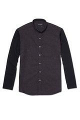 BLACK CONTRAST KNIT SLEEVE SHIRT