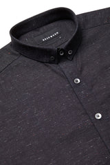 BLACK CONTRAST KNIT SLEEVE SHIRT