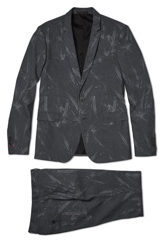 CHARCOAL LEAF PRINT BLAZER | TROUSER