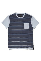 WHITE/BLUE STRIPE FRONT BACK TEE