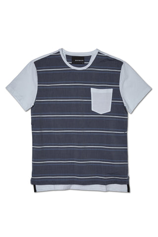 WHITE/BLUE STRIPE FRONT BACK TEE